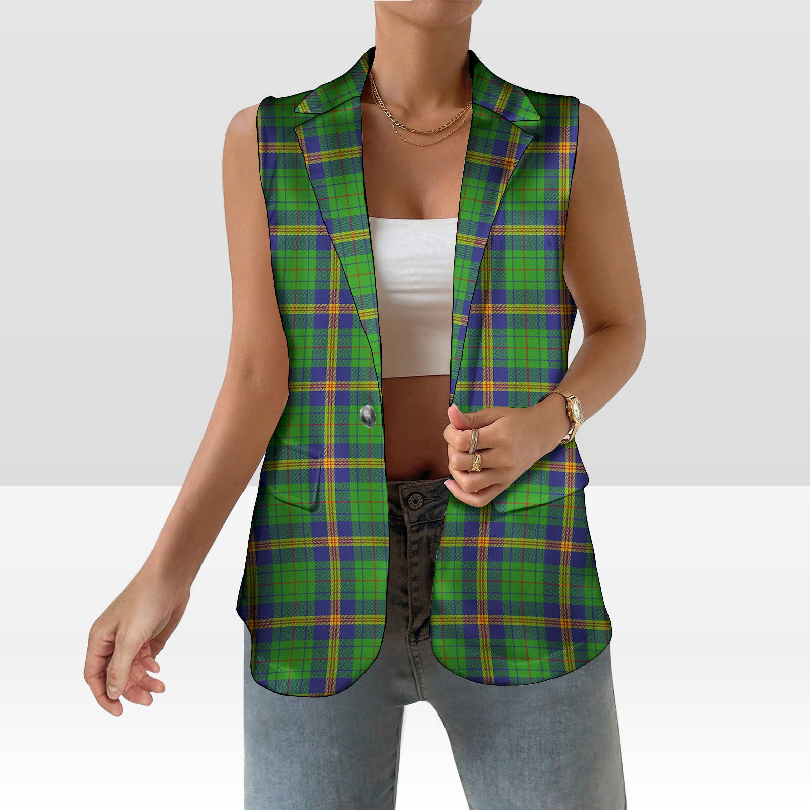 ScotsTee Shop Scottish New Mexico Women's Tartan Sleeveless Blazer Suit Vest