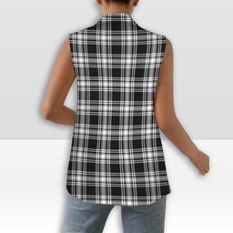 ScotsTee Shop Scottish Menzies Black & White Modern Women's Tartan Sleeveless Blazer Suit Vest