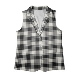 ScotsTee Shop Scottish McPhee B&W Ancient Women's Tartan Sleeveless Blazer Suit Vest