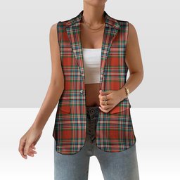 ScotsTee Shop Scottish McFarlane Red Ancient Women's Tartan Sleeveless Blazer Suit Vest