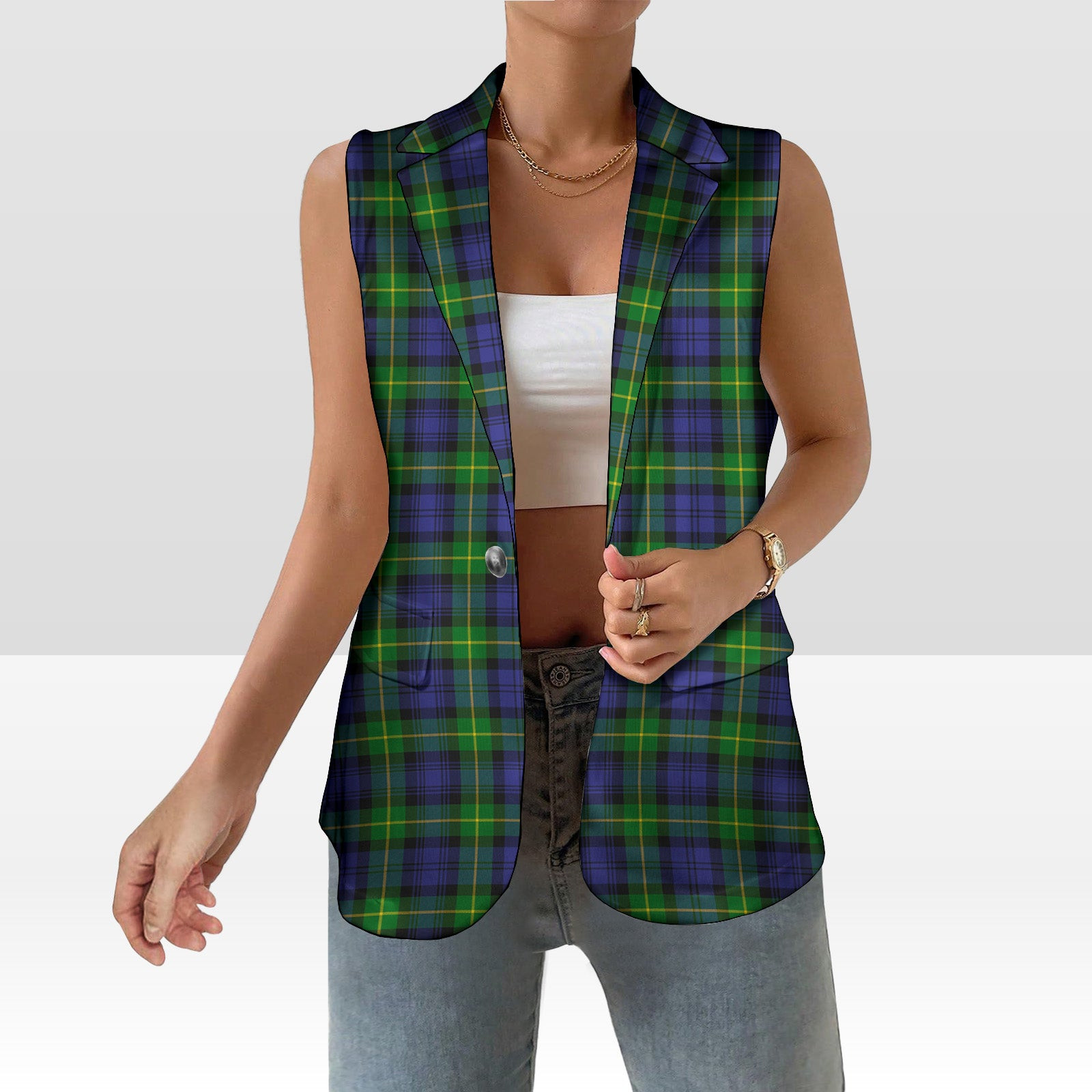 ScotsTee Shop Scottish Gordon Modern Women's Tartan Sleeveless Blazer Suit Vest