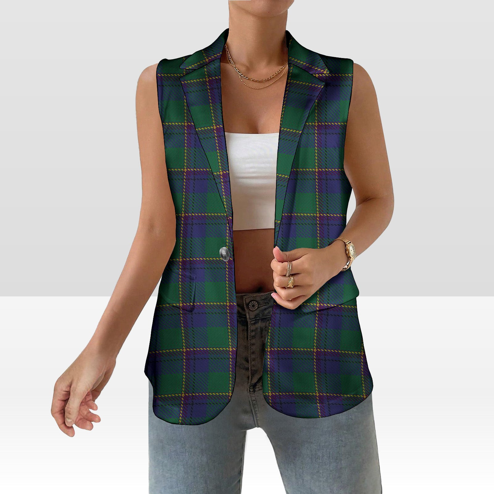 ScotsTee Shop Scottish Lowry Women's Tartan Sleeveless Blazer Suit Vest