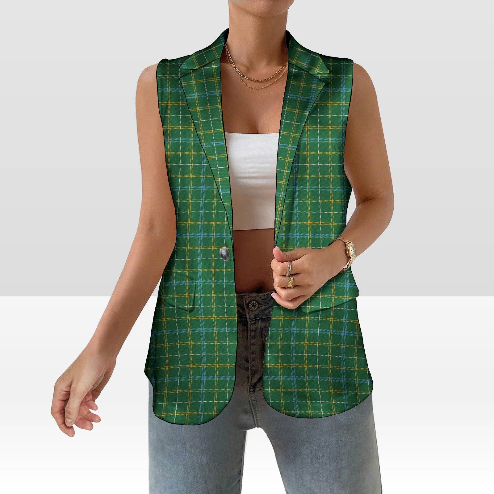 ScotsTee Shop Scottish Kennedy Irish Ancient Women's Tartan Sleeveless Blazer Suit Vest