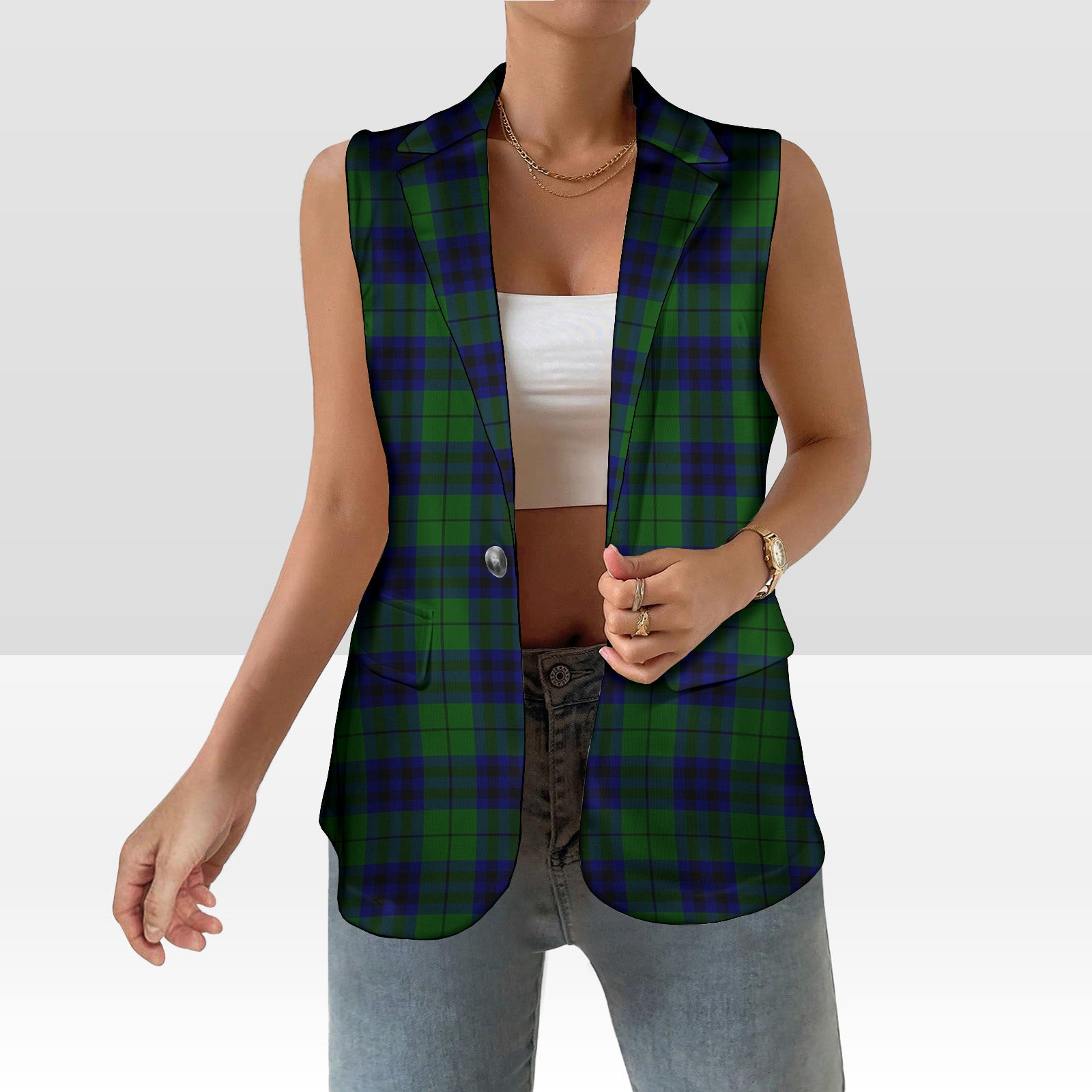 ScotsTee Shop Scottish Keith Modern Women's Tartan Sleeveless Blazer Suit Vest