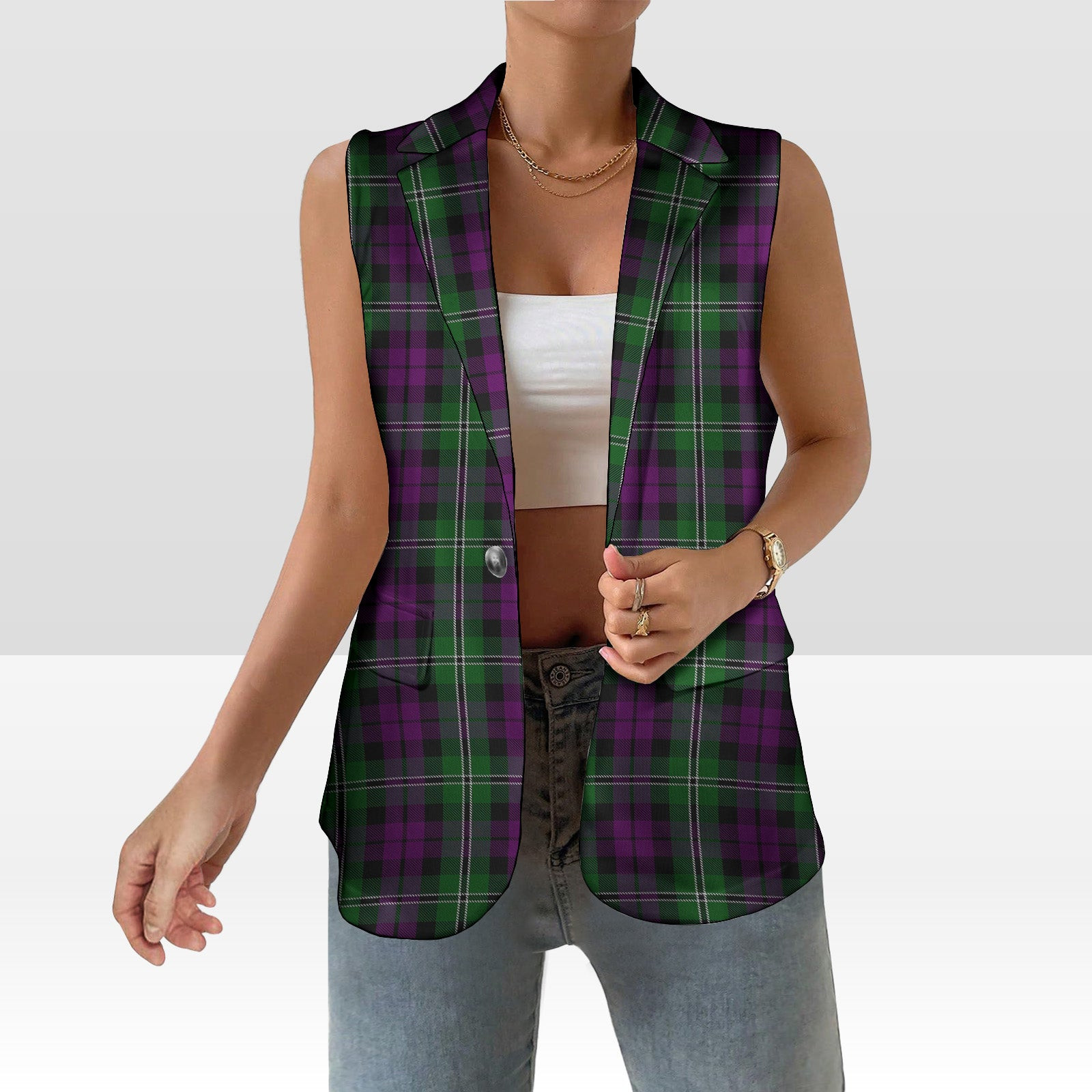 ScotsTee Shop Scottish Wilson Women's Tartan Sleeveless Blazer Suit Vest