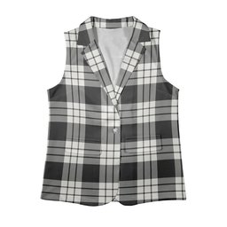 ScotsTee Shop Scottish McFarland Black White Women's Tartan Sleeveless Blazer Suit Vest