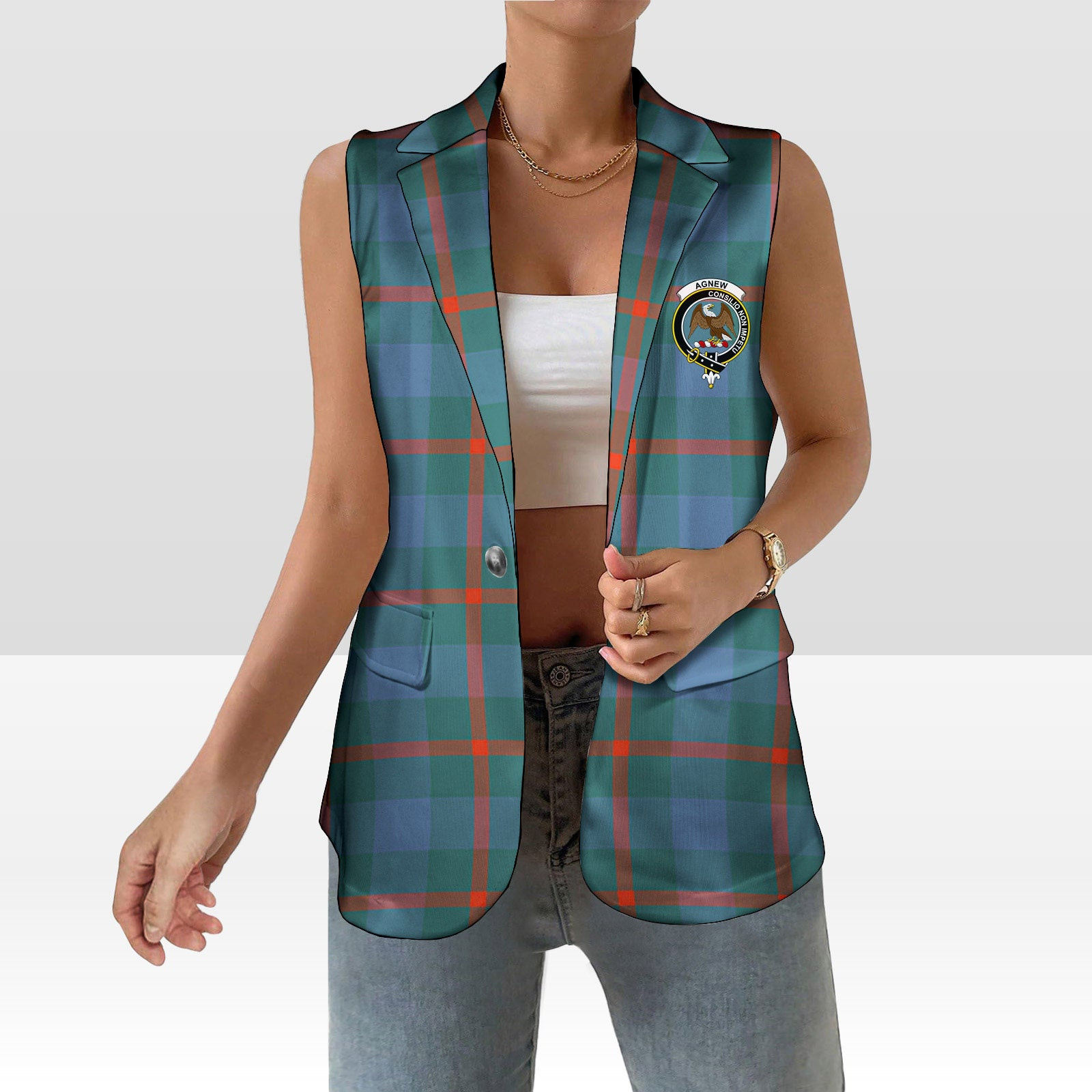 ScotsTee Shop Scottish Agnew Ancient Women's Tartan Sleeveless Blazer Suit Vest