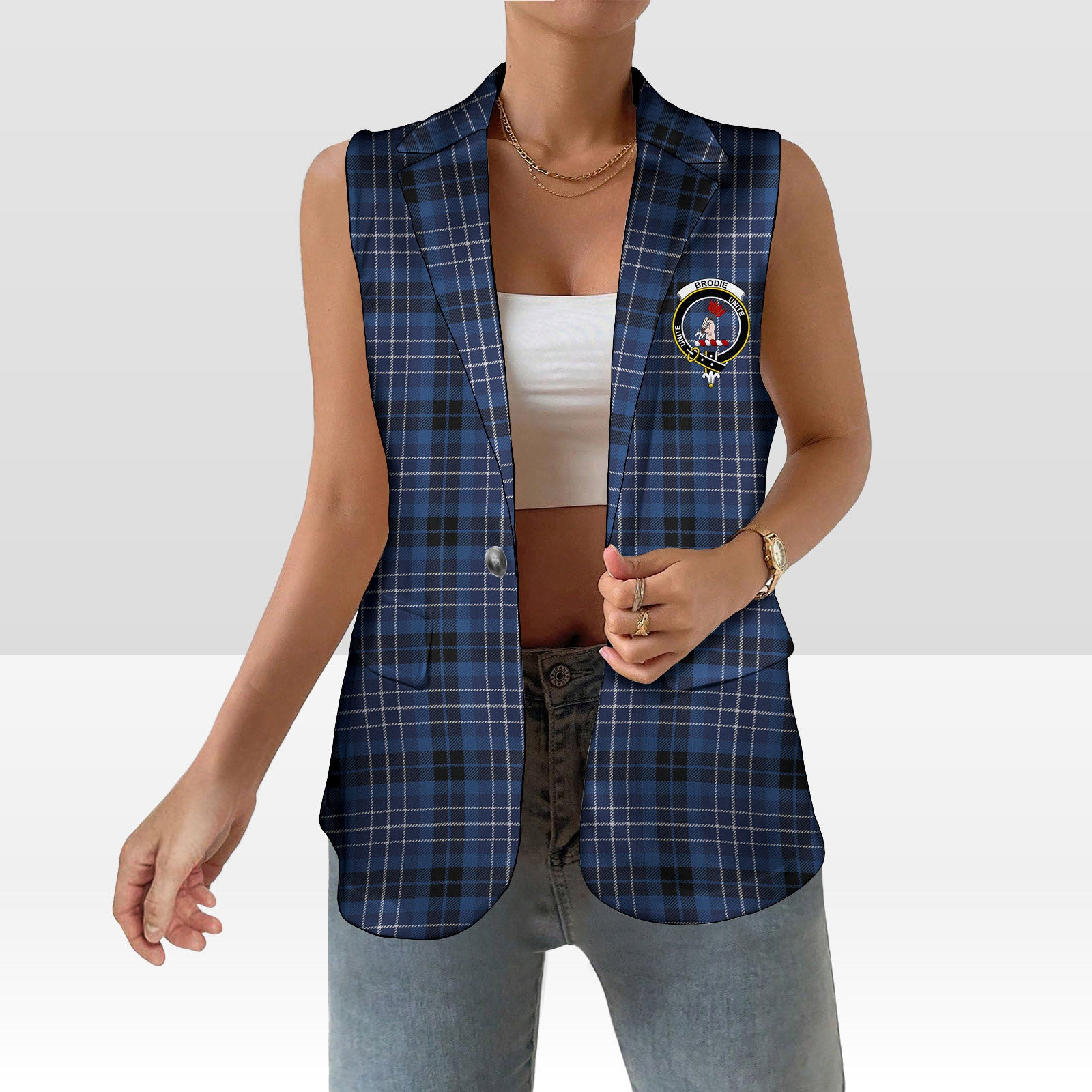ScotsTee Shop Scottish Brodie Countryfare Modern Women's Tartan Sleeveless Blazer Suit Vest