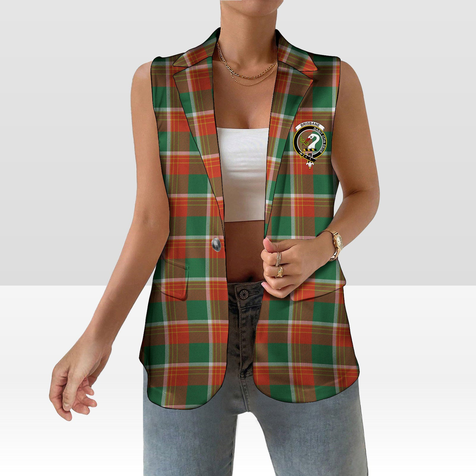 ScotsTee Shop Scottish Brisbane Ancient Women's Tartan Sleeveless Blazer Suit Vest
