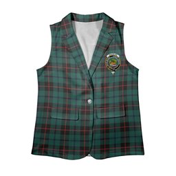 ScotsTee Shop Scottish Douglas Black Modern Women's Tartan Sleeveless Blazer Suit Vest
