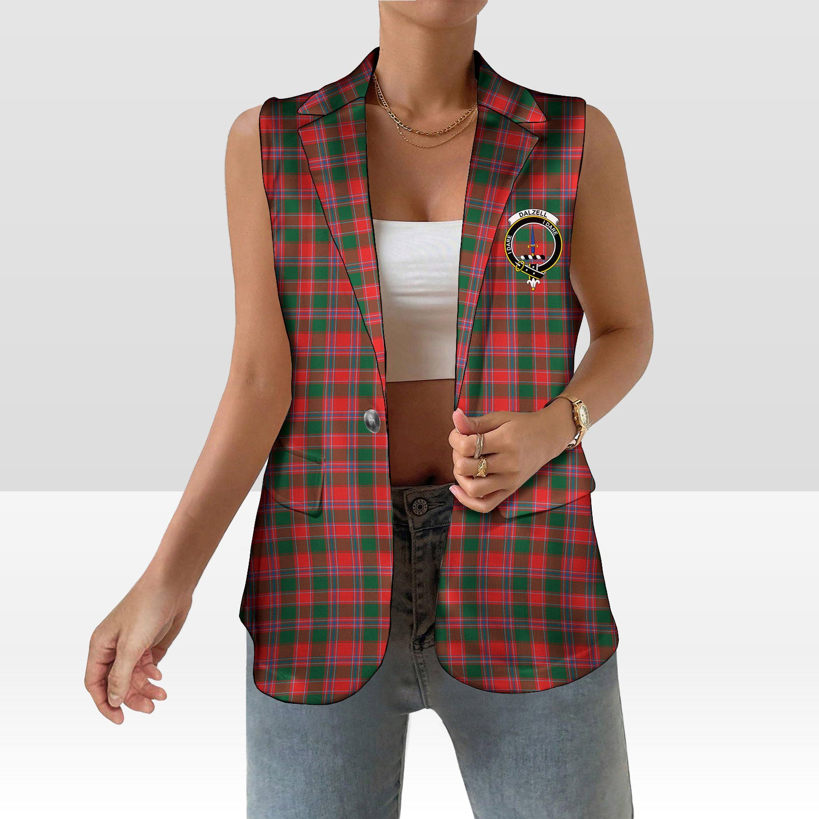 ScotsTee Shop Scottish Dalzell SC Women's Tartan Sleeveless Blazer Suit Vest