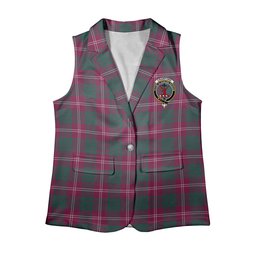 ScotsTee Shop Scottish Crawford Red Modern Women's Tartan Sleeveless Blazer Suit Vest