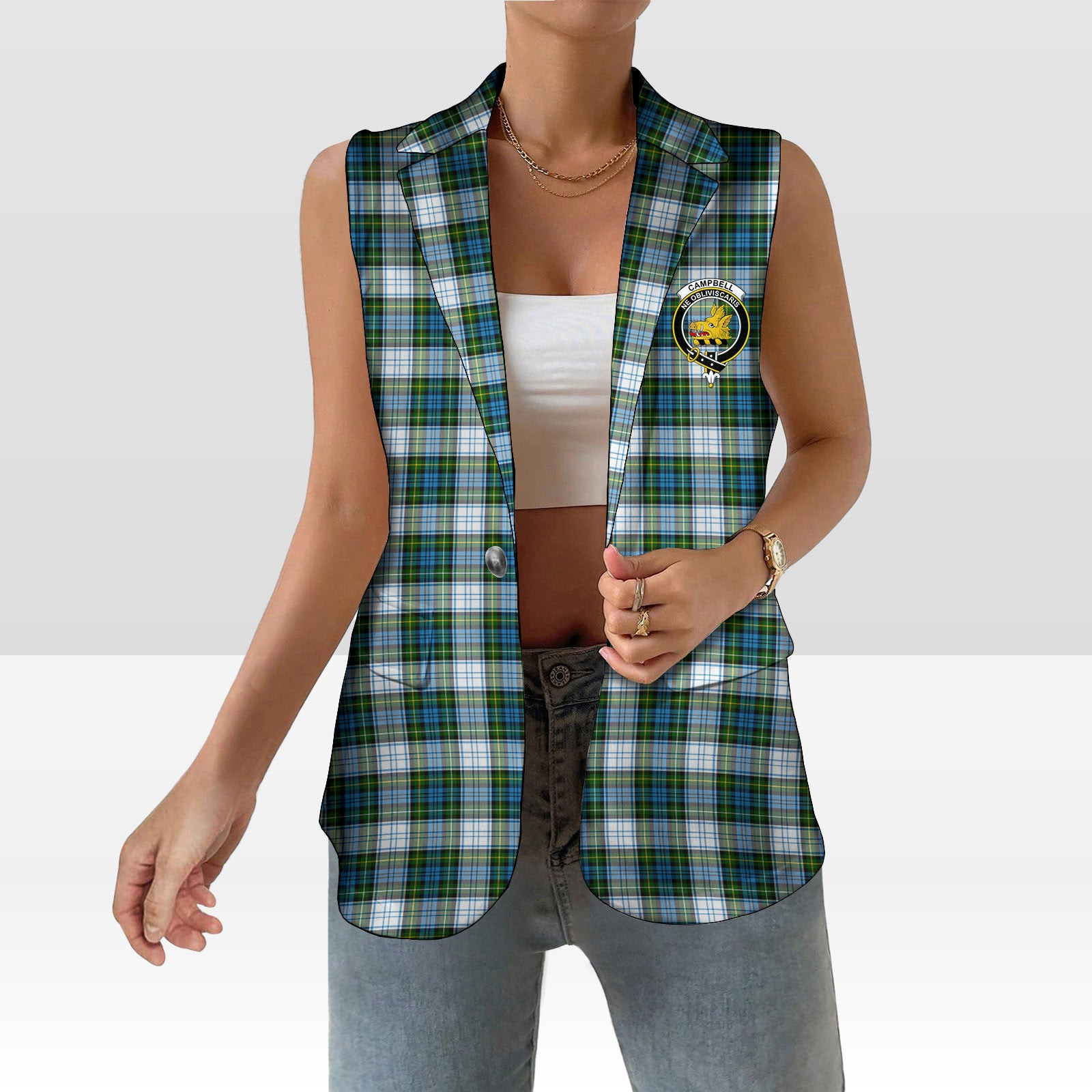 ScotsTee Shop Scottish Campbell Dress Women's Tartan Sleeveless Blazer Suit Vest