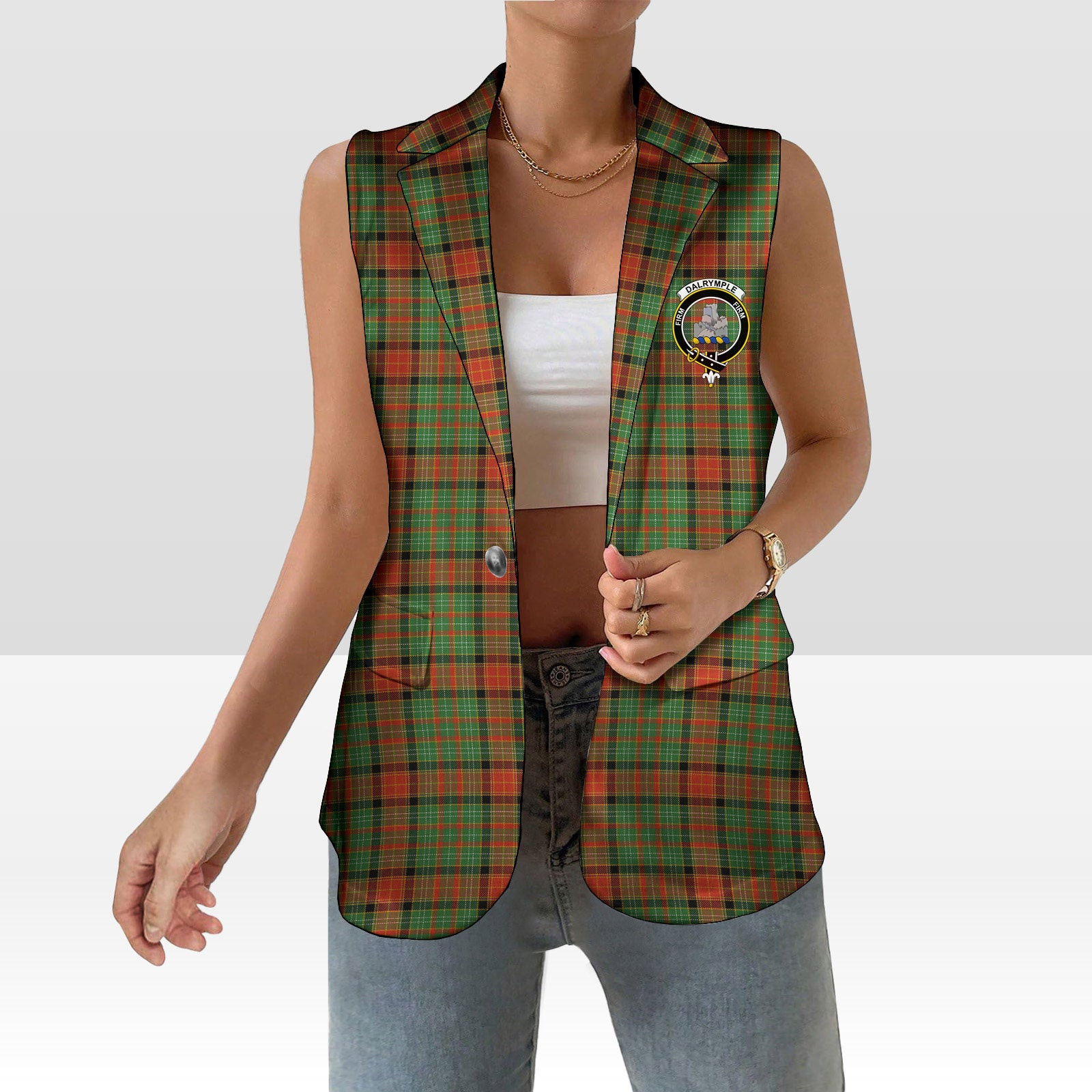 ScotsTee Shop Scottish Dalrymple of Castleton #2 Ancient Women's Tartan Sleeveless Blazer Suit Vest