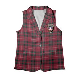 ScotsTee Shop Scottish Galbraith Maroon Modern Women's Tartan Sleeveless Blazer Suit Vest