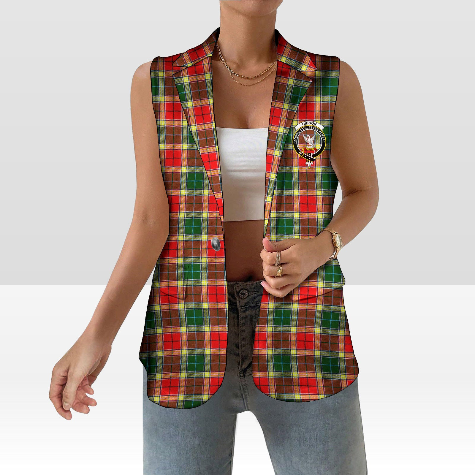 ScotsTee Shop Scottish Gibson Women's Tartan Sleeveless Blazer Suit Vest