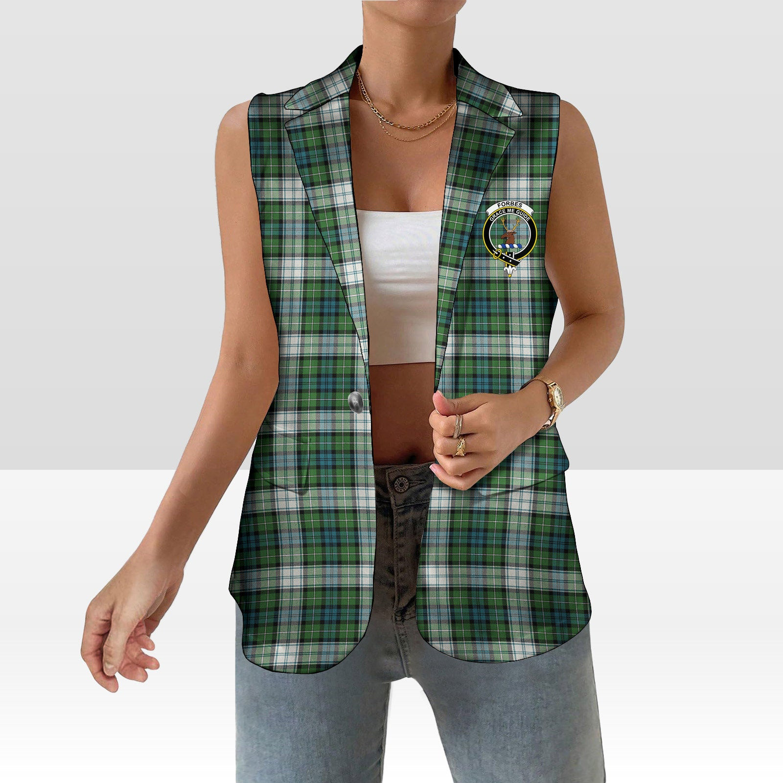 ScotsTee Shop Scottish Forbes Dress Ancient Women's Tartan Sleeveless Blazer Suit Vest
