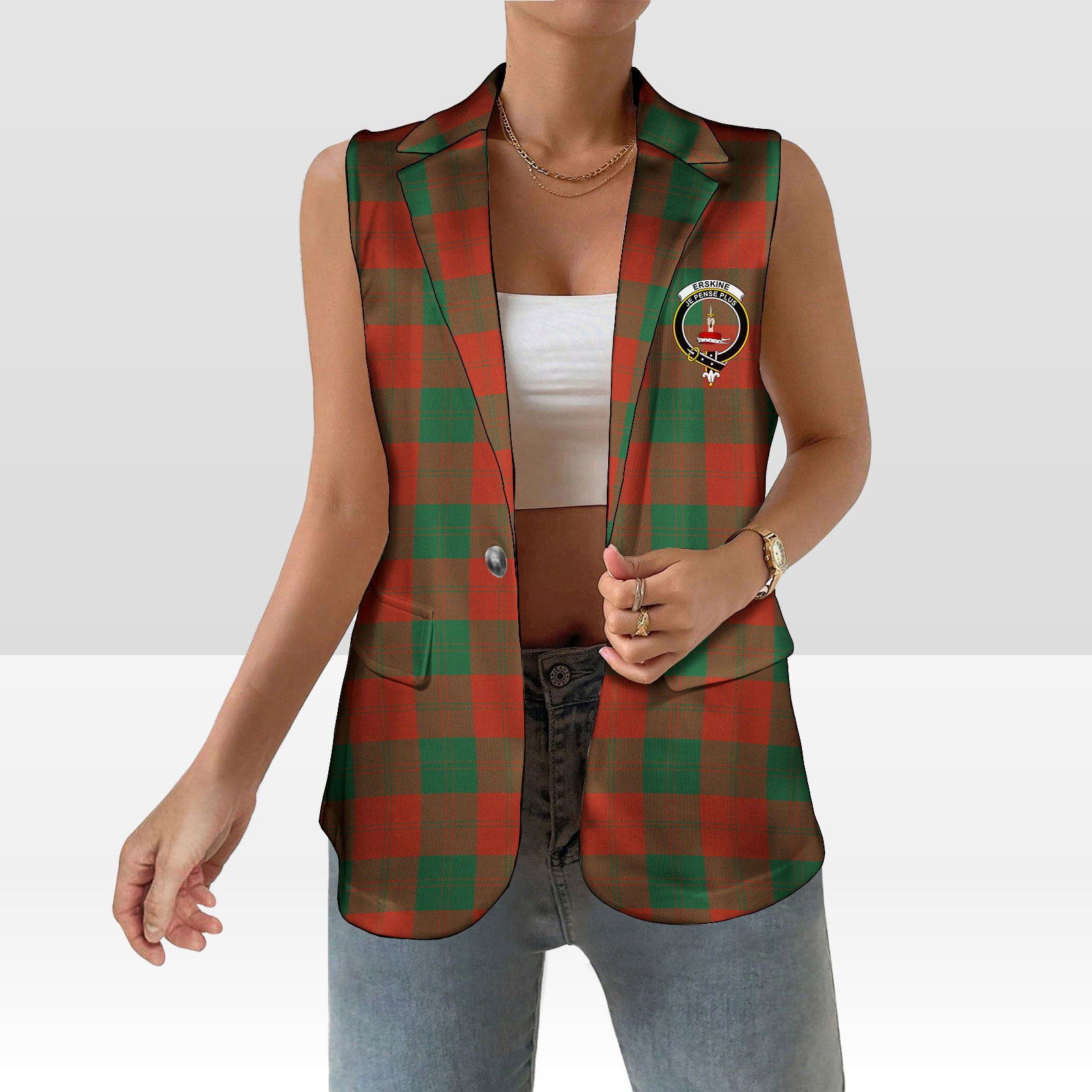 ScotsTee Shop Scottish Erskine Ancient Women's Tartan Sleeveless Blazer Suit Vest