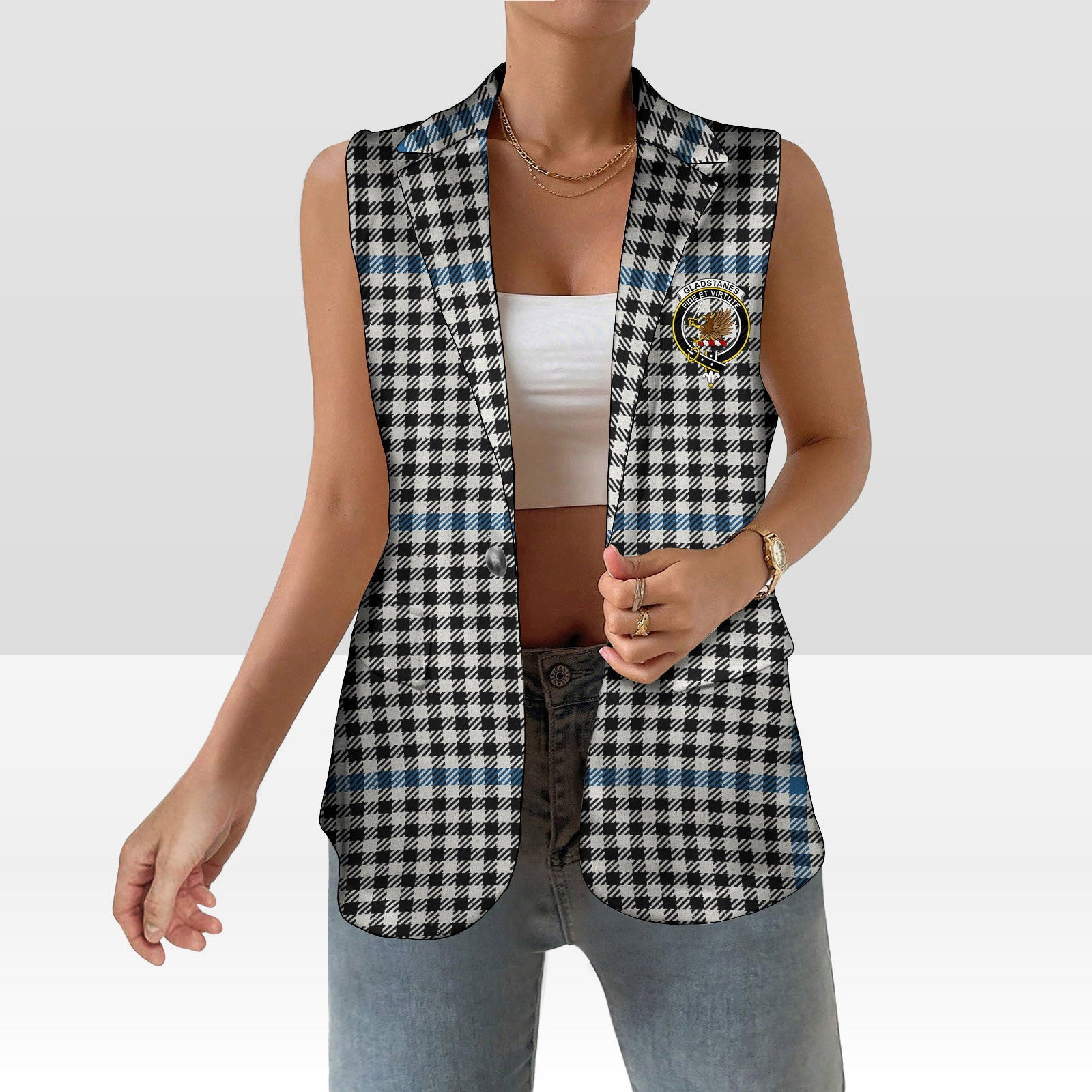 ScotsTee Shop Scottish Gladstanes Ancient Women's Tartan Sleeveless Blazer Suit Vest