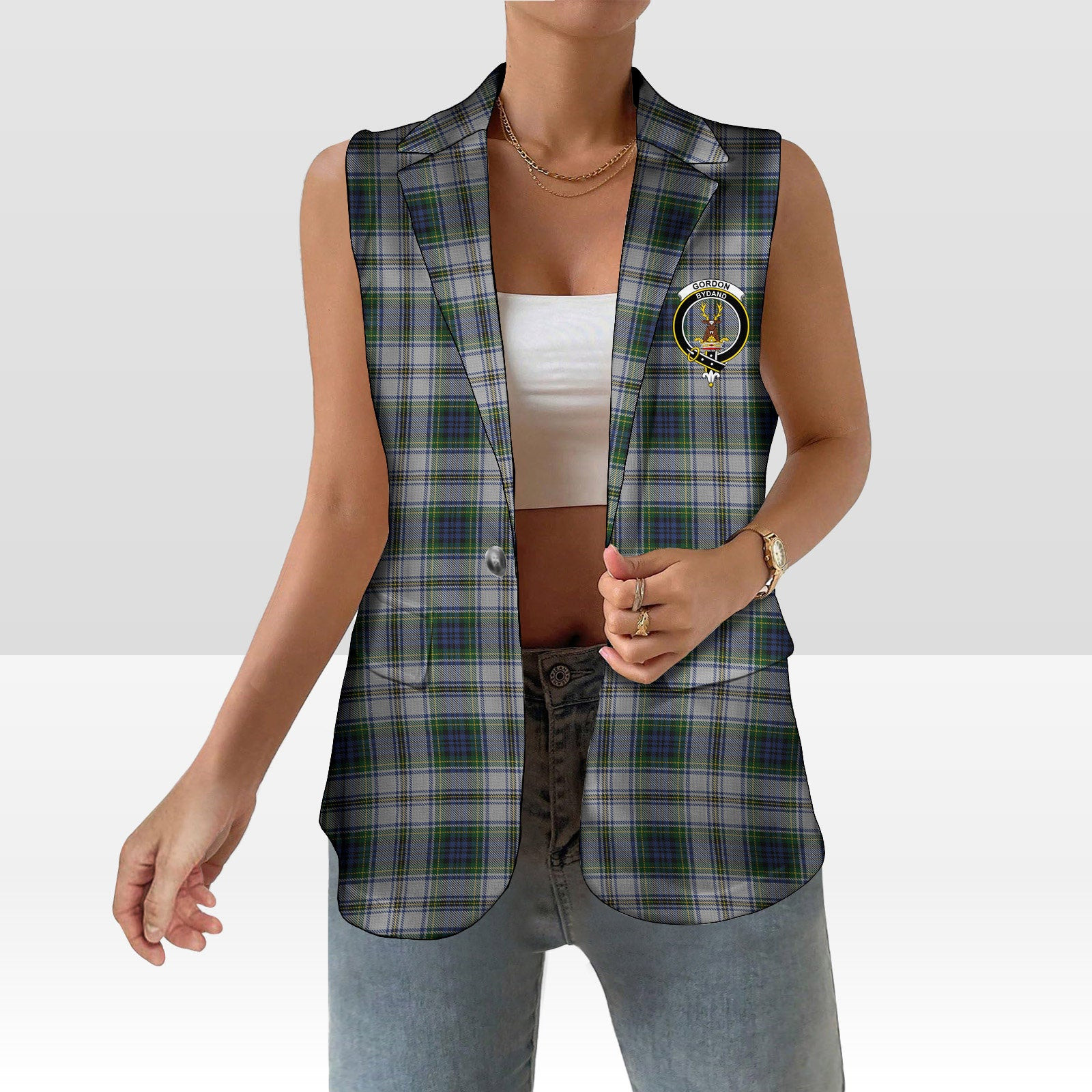 ScotsTee Shop Scottish Gordon Dress 3 Women's Tartan Sleeveless Blazer Suit Vest