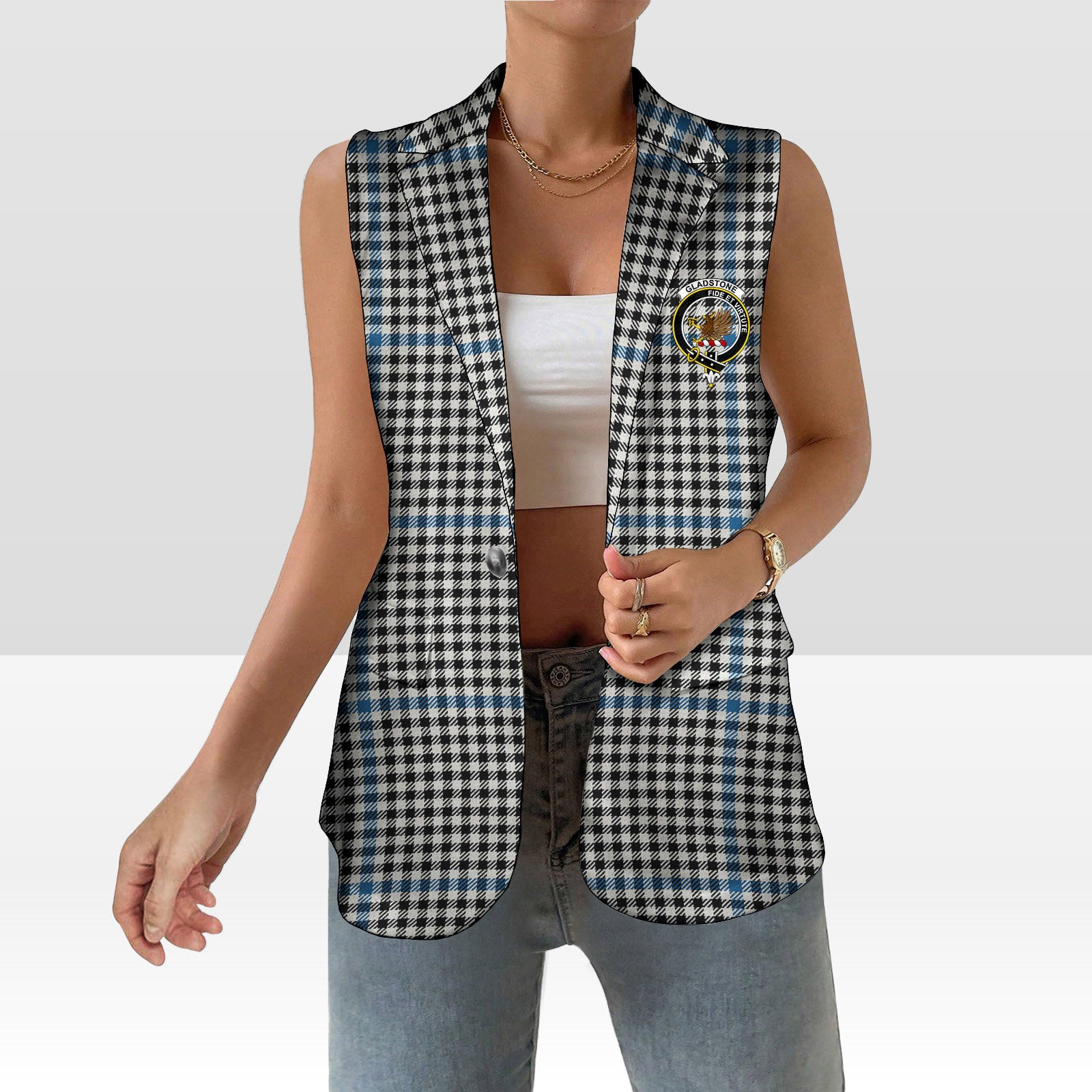 ScotsTee Shop Scottish Gladstone Ancient Women's Tartan Sleeveless Blazer Suit Vest