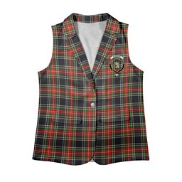 ScotsTee Shop Scottish Stewart High Stewards (Stewart Black) Women's Tartan Sleeveless Blazer Suit Vest