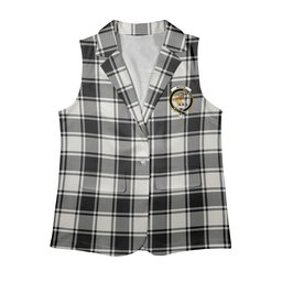 ScotsTee Shop Scottish MacFie Black & White Modern Women's Tartan Sleeveless Blazer Suit Vest