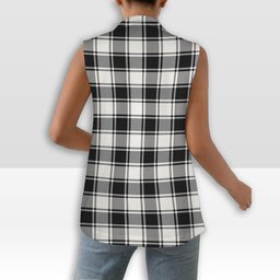 ScotsTee Shop Scottish MacFie Black & White Modern Women's Tartan Sleeveless Blazer Suit Vest
