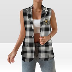 ScotsTee Shop Scottish MacFie Black & White Modern Women's Tartan Sleeveless Blazer Suit Vest