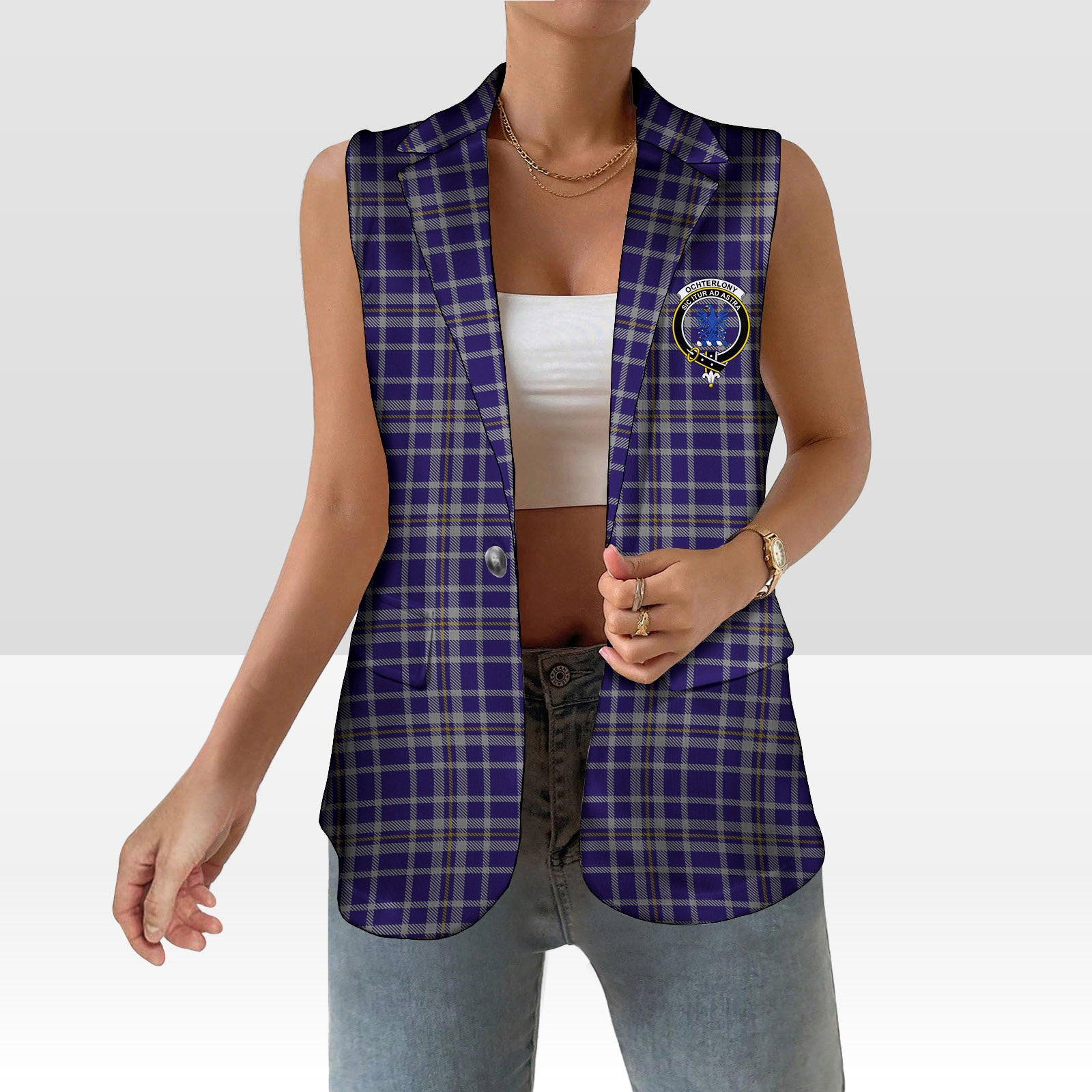 ScotsTee Shop Scottish Ochterlony Women's Tartan Sleeveless Blazer Suit Vest
