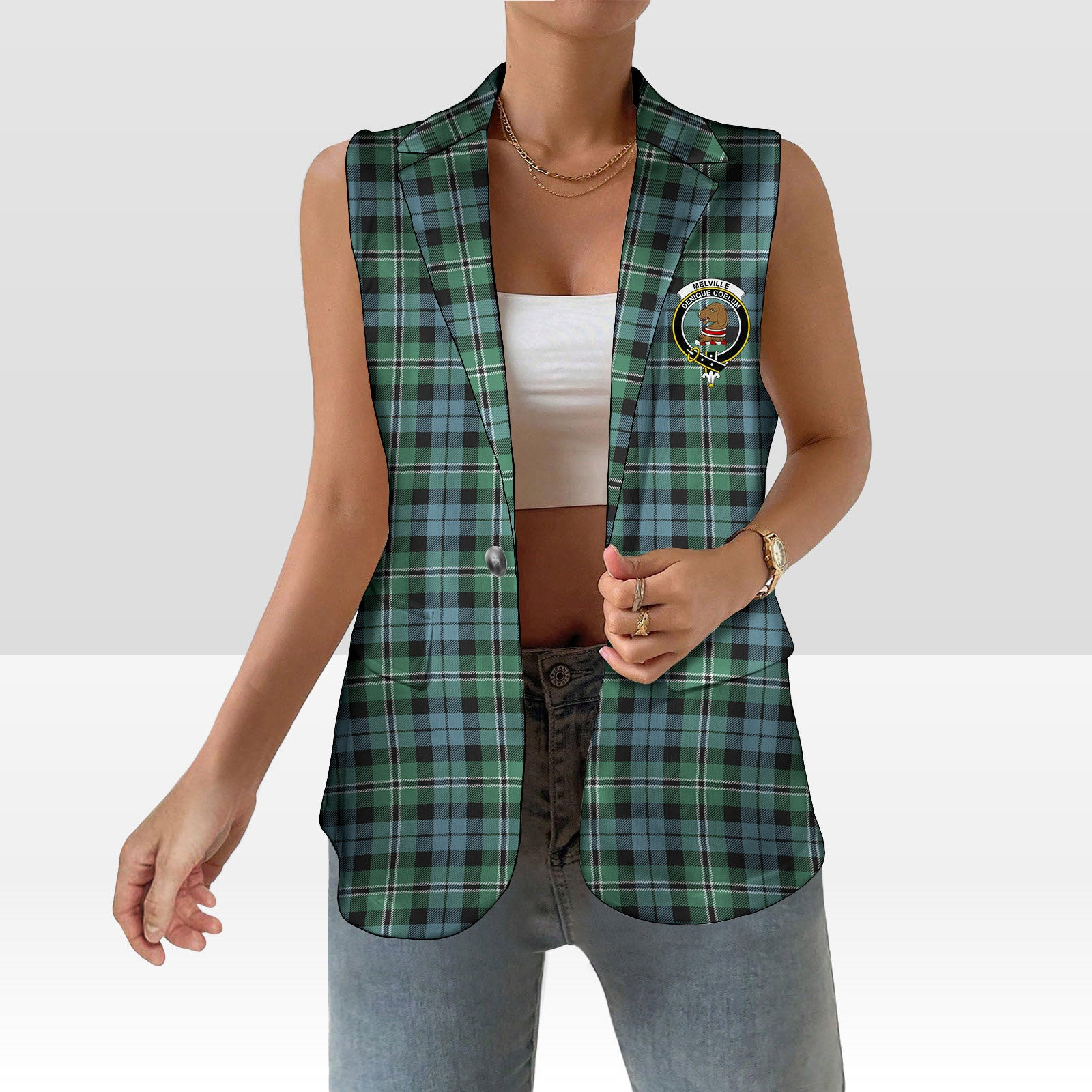 ScotsTee Shop Scottish Melville SC Women's Tartan Sleeveless Blazer Suit Vest