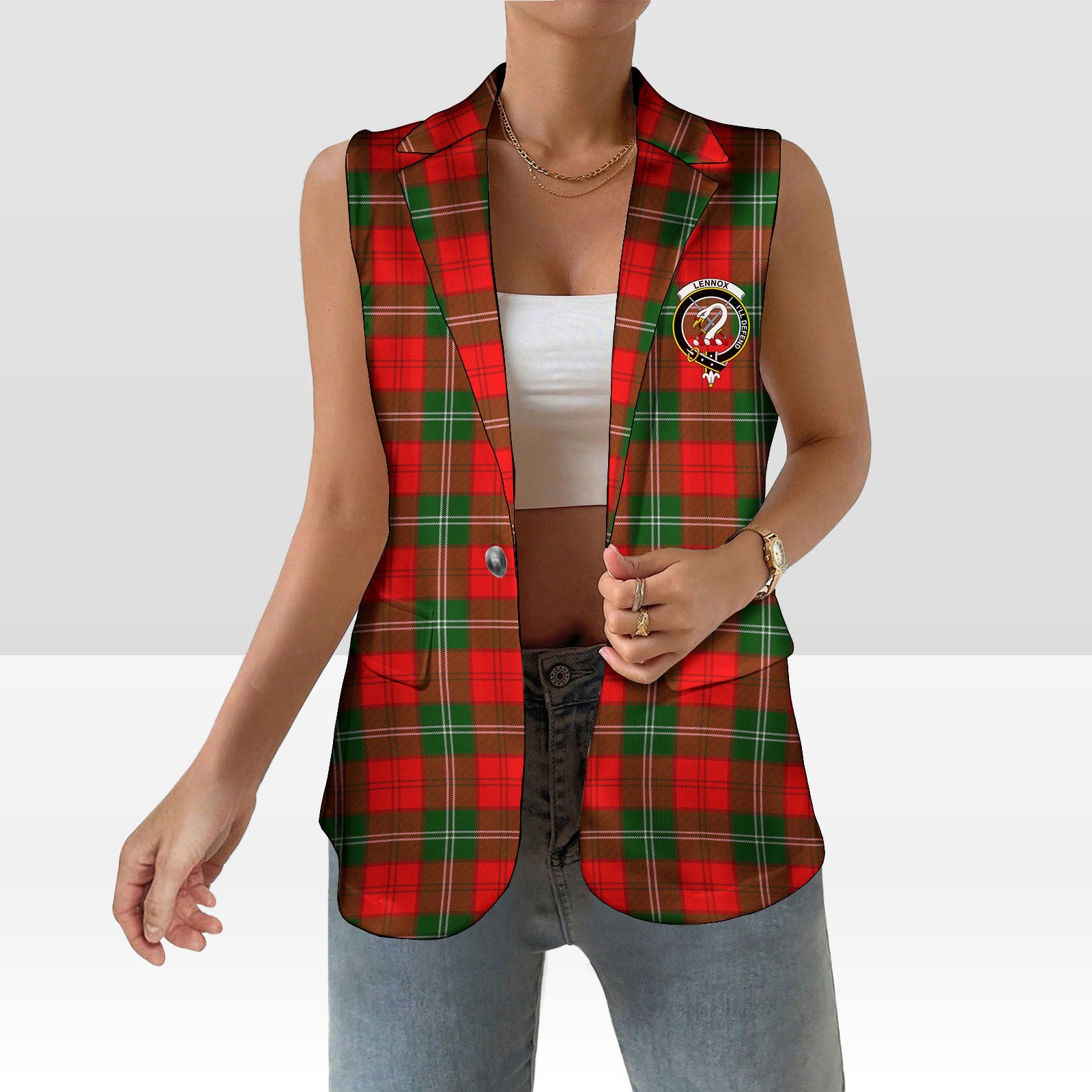 ScotsTee Shop Scottish Lennox Modern Women's Tartan Sleeveless Blazer Suit Vest