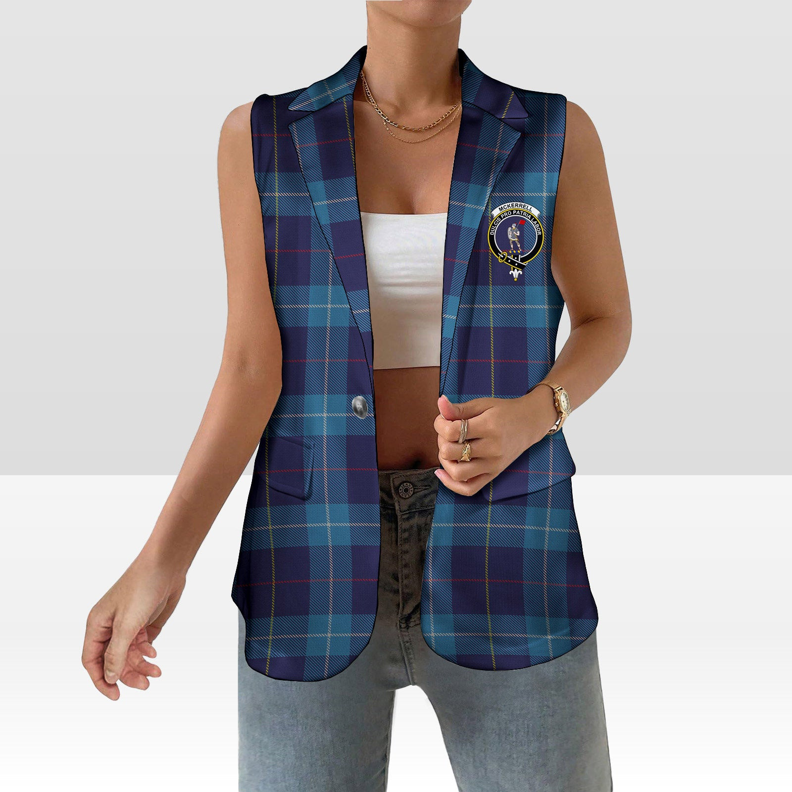 ScotsTee Shop Scottish McKerrell of Hillhouse Women's Tartan Sleeveless Blazer Suit Vest