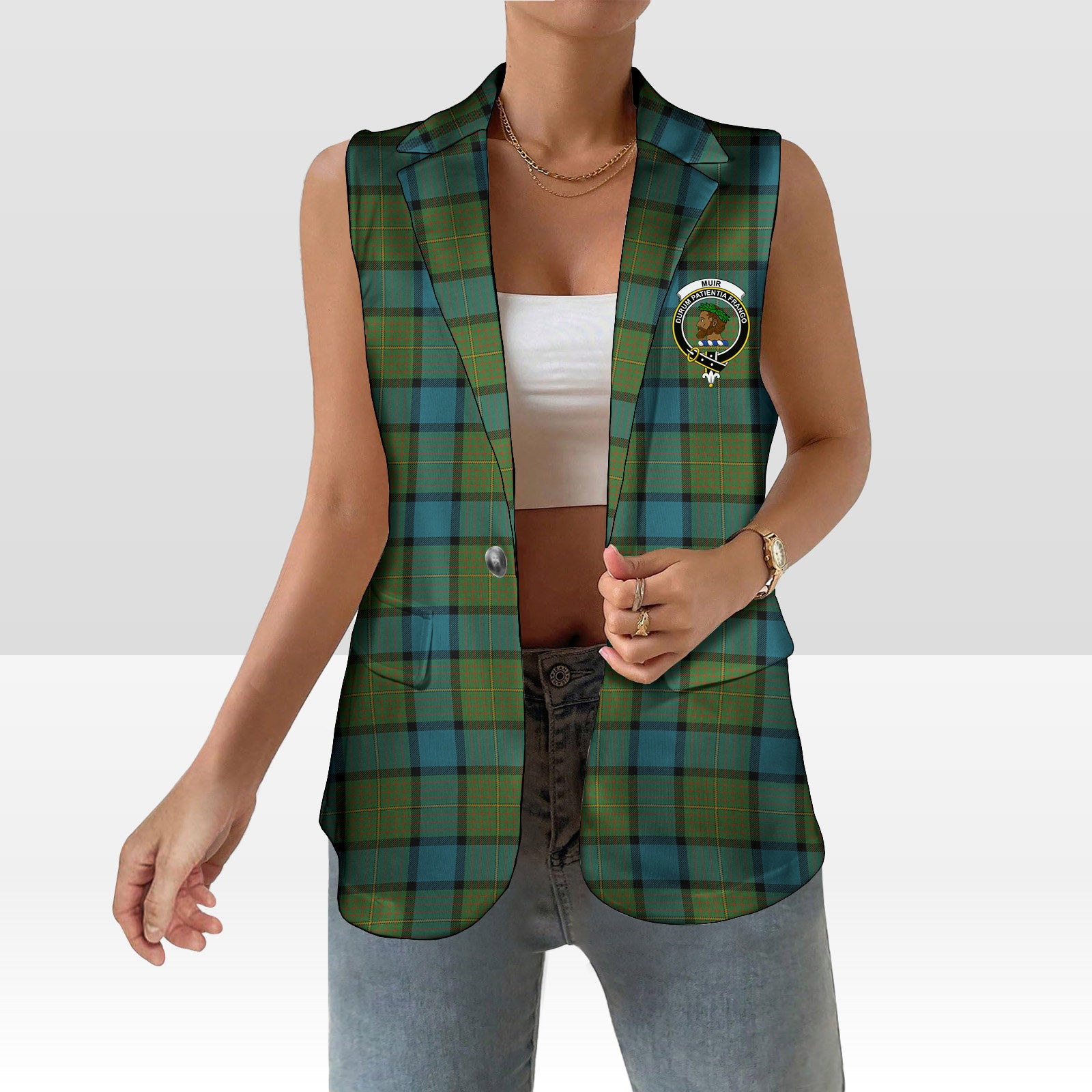 ScotsTee Shop Scottish Muir Ancient Women's Tartan Sleeveless Blazer Suit Vest