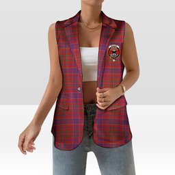 ScotsTee Shop Scottish MacLeod Red Modern Women's Tartan Sleeveless Blazer Suit Vest