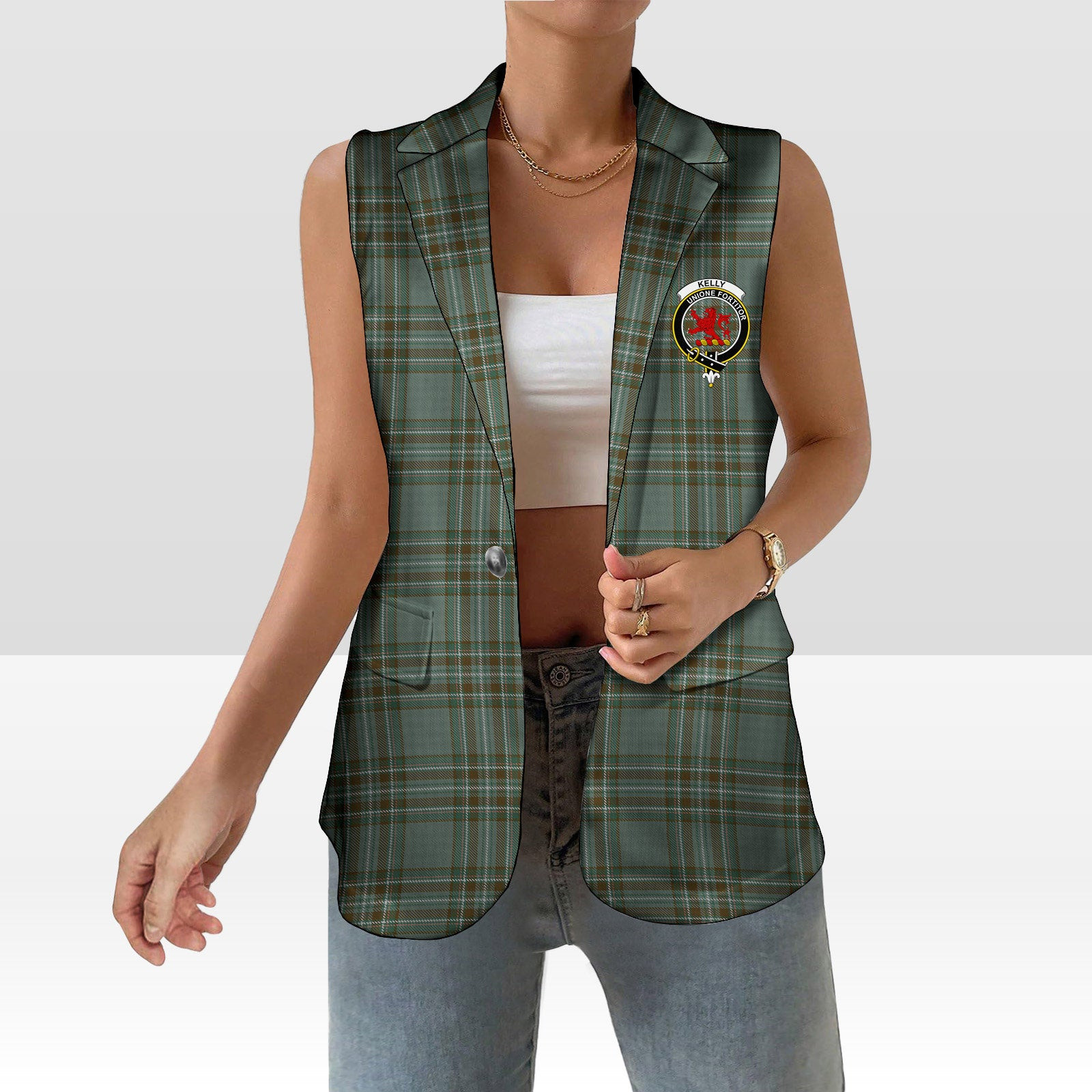 ScotsTee Shop Scottish Kelly Dress Women's Tartan Sleeveless Blazer Suit Vest