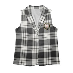 ScotsTee Shop Scottish McFarlane Black White Women's Tartan Sleeveless Blazer Suit Vest