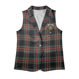 ScotsTee Shop Scottish Stewart Black Modern Women's Tartan Sleeveless Blazer Suit Vest