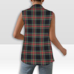 ScotsTee Shop Scottish Stewart Black Modern Women's Tartan Sleeveless Blazer Suit Vest