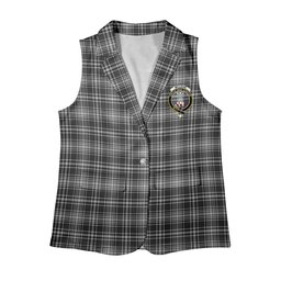 ScotsTee Shop Scottish McLean Black and White Women's Tartan Sleeveless Blazer Suit Vest