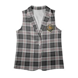 ScotsTee Shop Scottish MacPherson of Cluny Black and White Women's Tartan Sleeveless Blazer Suit Vest