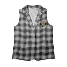 ScotsTee Shop Scottish MacPhee Black and White Women's Tartan Sleeveless Blazer Suit Vest