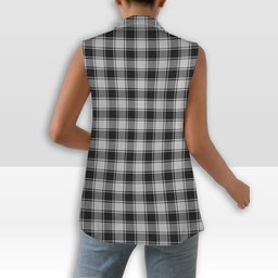 ScotsTee Shop Scottish MacPhee Black and White Women's Tartan Sleeveless Blazer Suit Vest