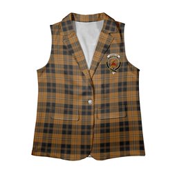 ScotsTee Shop Scottish Johnston Orange and Black Women's Tartan Sleeveless Blazer Suit Vest