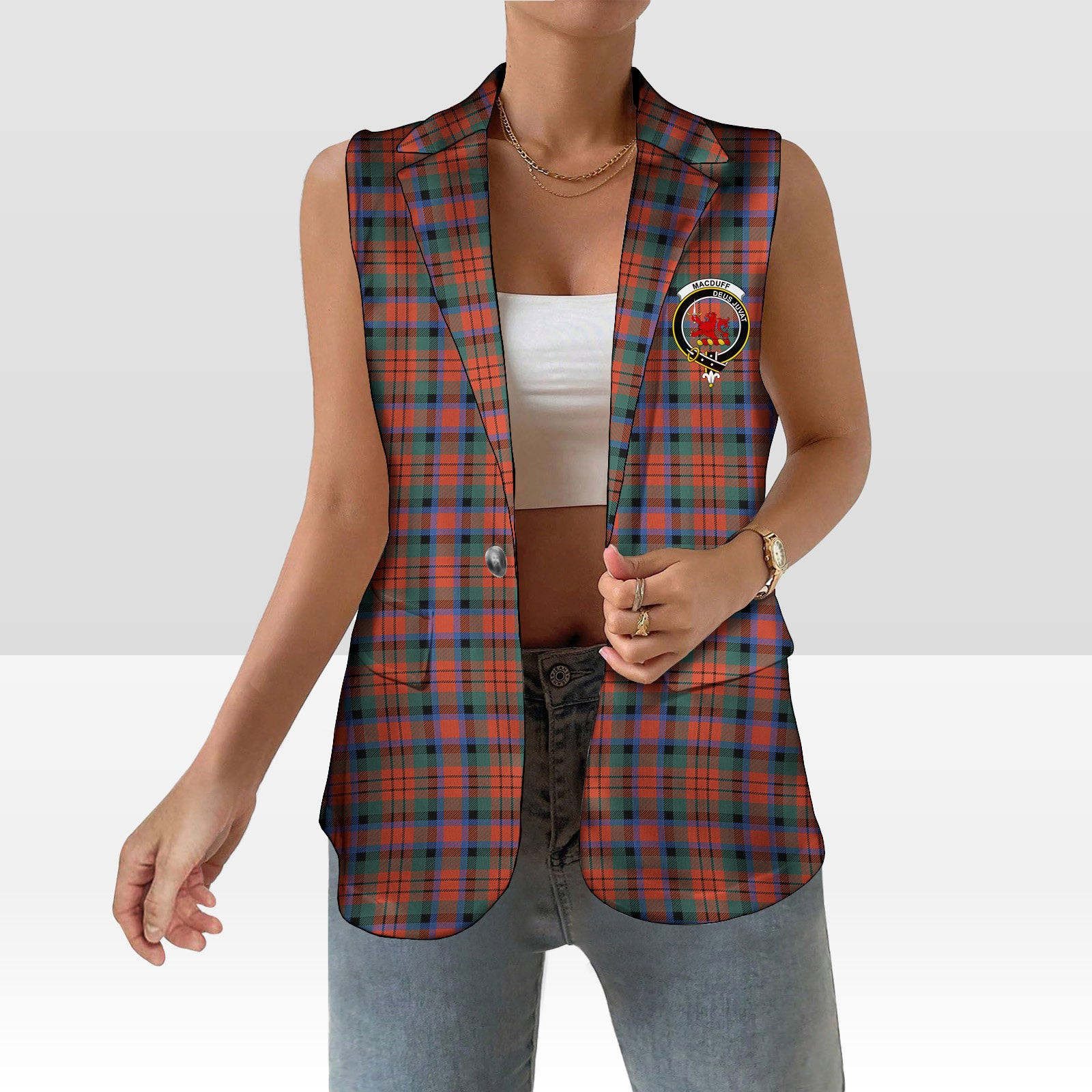 ScotsTee Shop Scottish MacDuff Ancient Women's Tartan Sleeveless Blazer Suit Vest