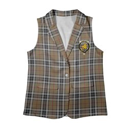 ScotsTee Shop Scottish Thompson Society Camel Women's Tartan Sleeveless Blazer Suit Vest
