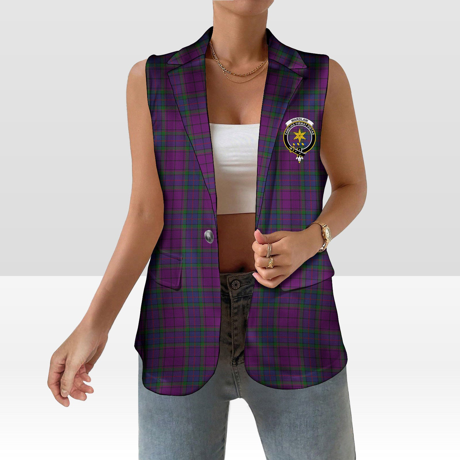 ScotsTee Shop Scottish Wardlaw Women's Tartan Sleeveless Blazer Suit Vest