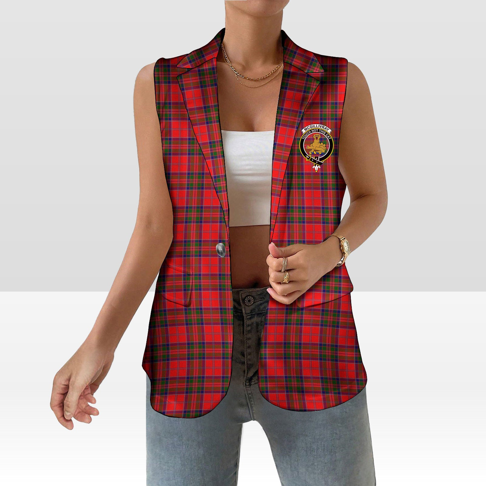 ScotsTee Shop Scottish McGillivray Modern Women's Tartan Sleeveless Blazer Suit Vest