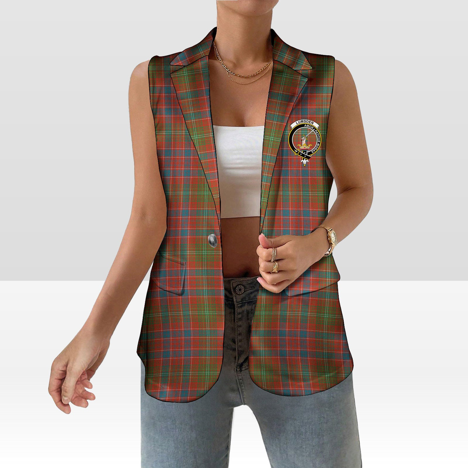 ScotsTee Shop Scottish Lumsden Ancient Women's Tartan Sleeveless Blazer Suit Vest