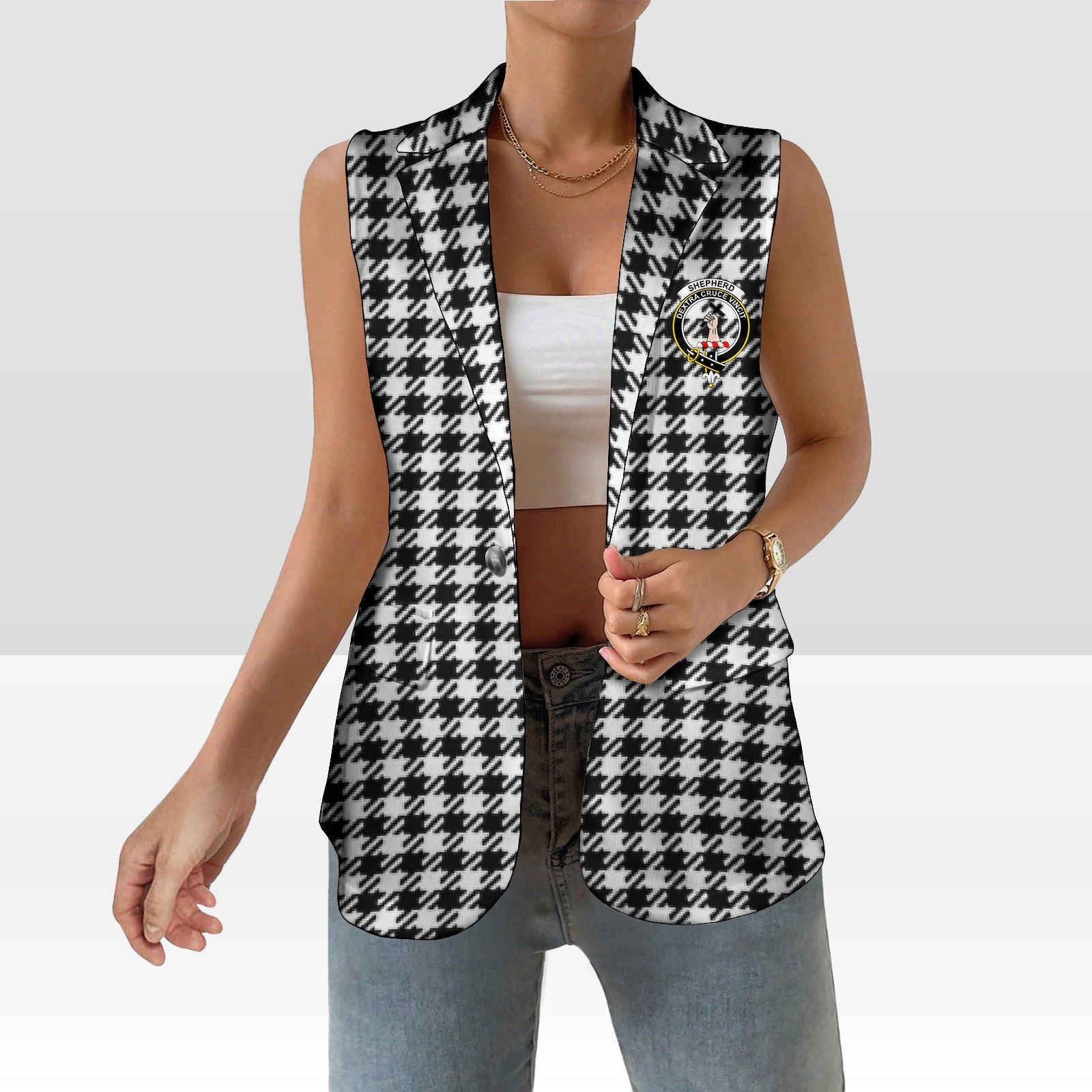 ScotsTee Shop Scottish Shepherd Women's Tartan Sleeveless Blazer Suit Vest